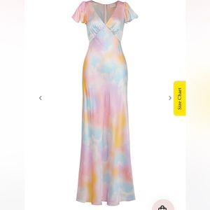 SELKIE The Dopamine Flutter Rainbow Cotton Candy Unicorn Maxi Slip Dress XS